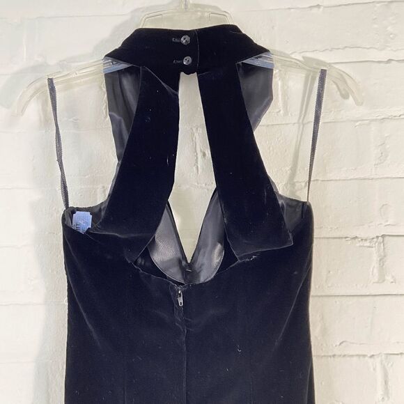 Jessica McClintock 90s Gunne Sax Black Velvet Halter Formal Gown Dress Prom - XS - Picture 5 of 10